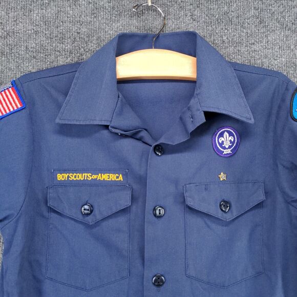Boy Scouts Of America Youth Uniform Official Shirt Blue Large Chest Flap Pockets - Picture 3 of 12